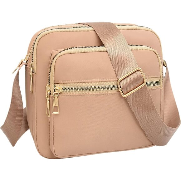 Small Nylon Crossbody Bags for Women Bright Khaki - Picture 1 of 8